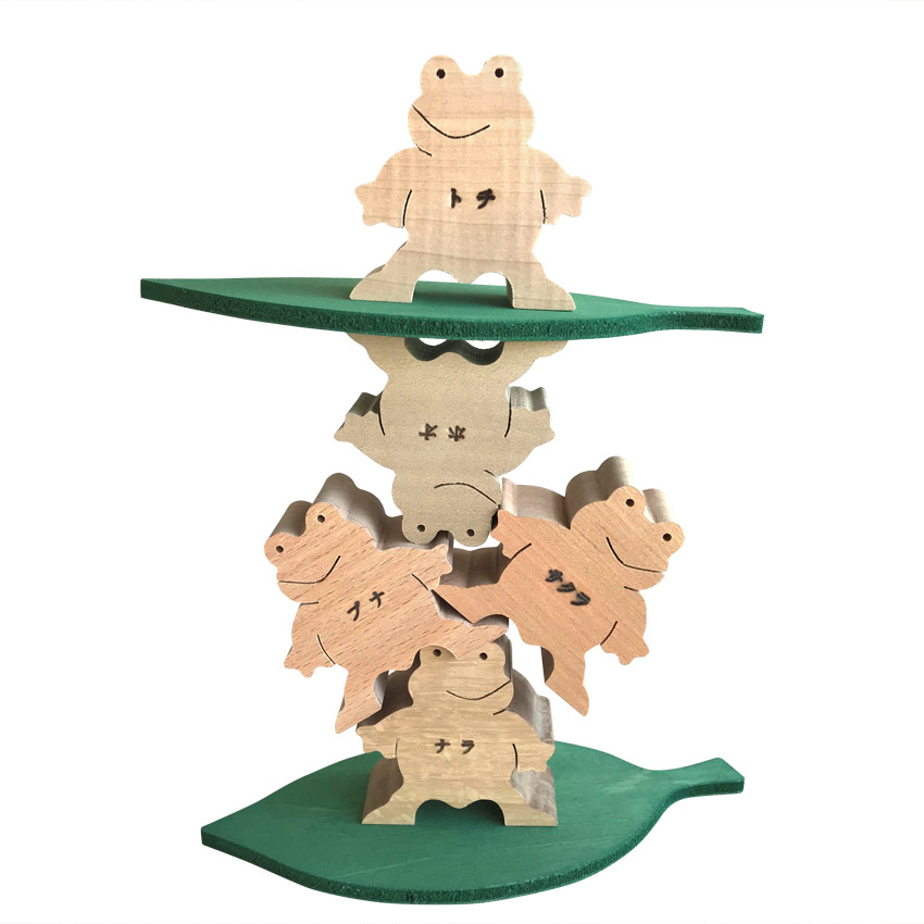 かえるくん5匹セット（生地） 木のおもちゃ杢・MOKU