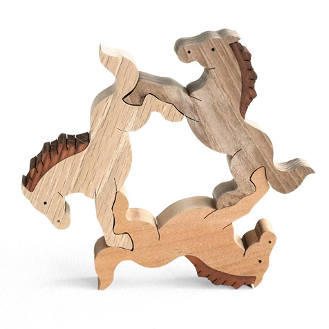 ウマ（午）の組み木 木のおもちゃ杢・MOKU