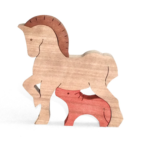 馬の親子の行進 木のおもちゃ杢・MOKU