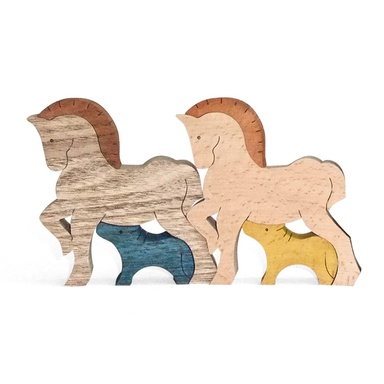 馬の親子の行進（2組）A 木のおもちゃ杢・MOKU