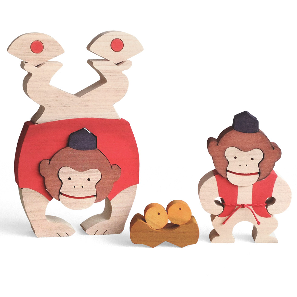 激レア！エレキの若大将で見た　可愛いお猿のおもちゃ動作確認済！貴重品！ 芸ザルの親子（小） 木のおもちゃ杢・MOKU