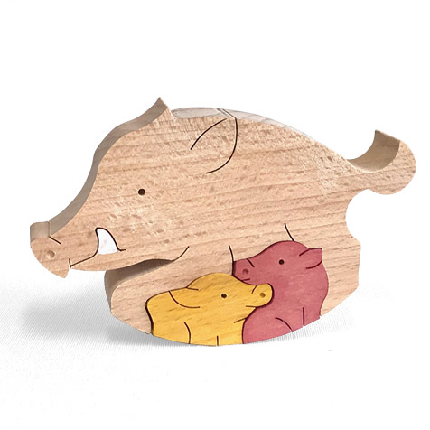 イノシシ（亥）の組み木 木のおもちゃ杢・MOKU