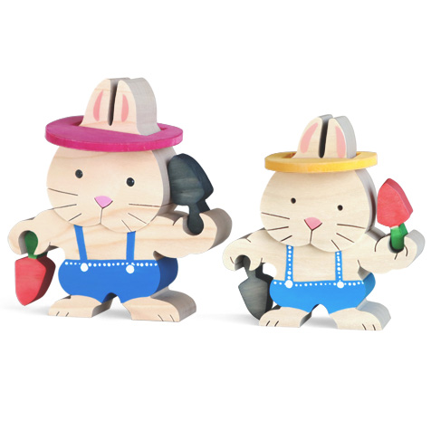 ウサギ（卯）の組み木 木のおもちゃ杢・MOKU