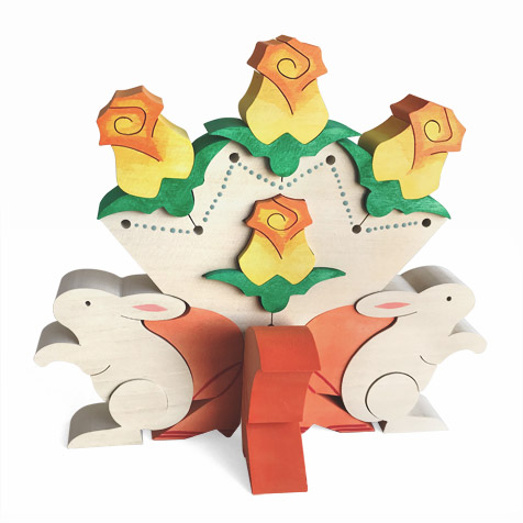 バラうさぎ カラフルパズル うさぎ ジョージラック/George Luck Puzzle - 木