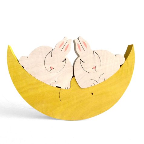 動かせる組み木 卯（お月さまとウサギ） 木のおもちゃ杢・MOKU