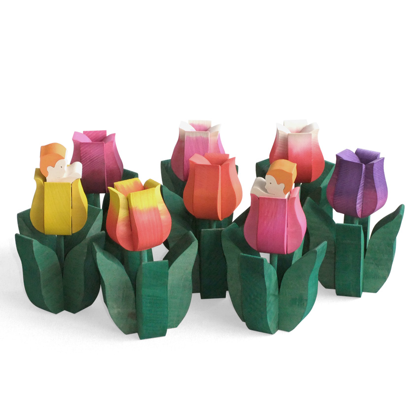 組み立て式チューリップ（エンゼル付） 木のおもちゃ杢・MOKU