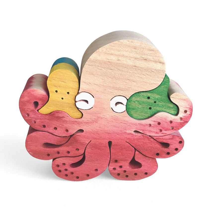 タコ母さん 木のおもちゃ杢・MOKU