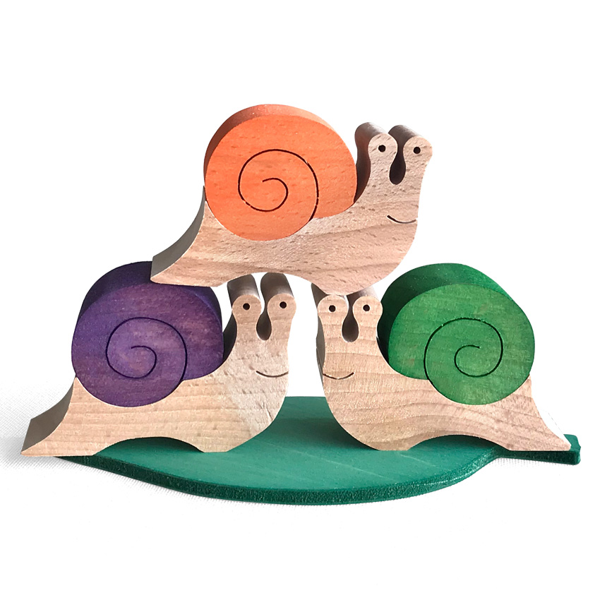 かたつむりくん 3匹セット（カラー・B） 木のおもちゃ杢・MOKU