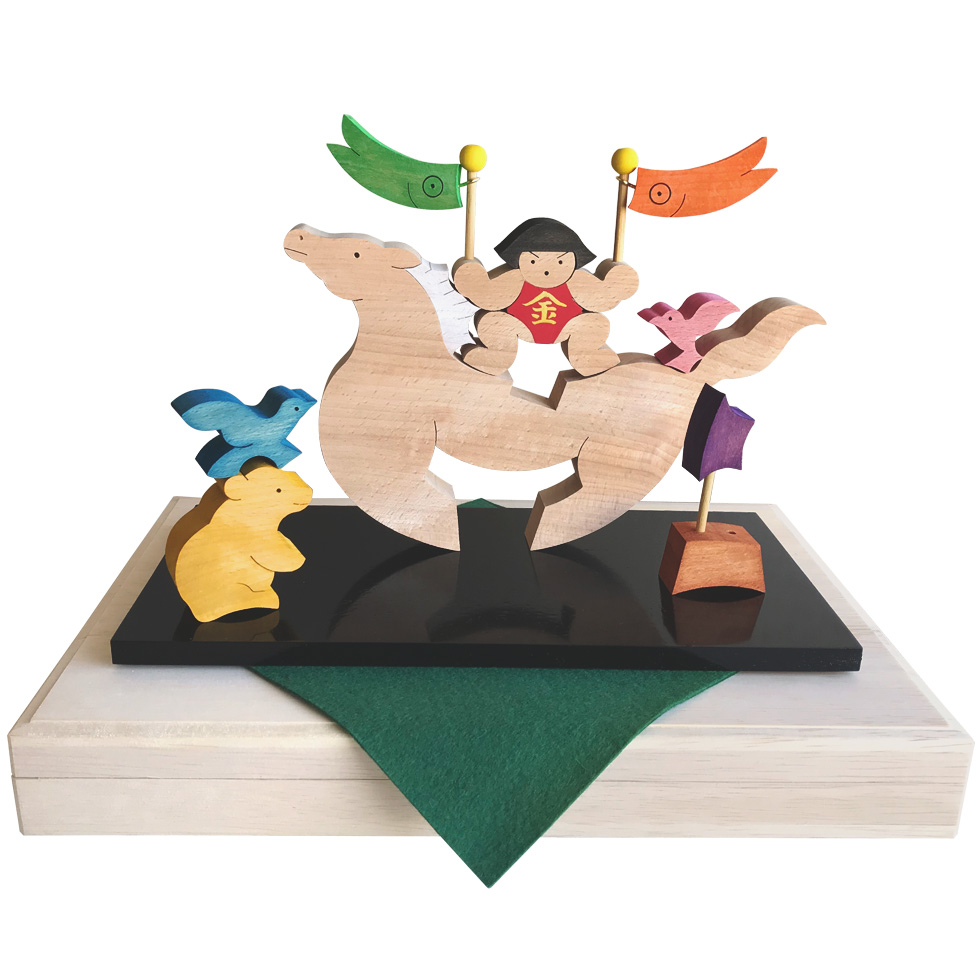 はいしどうどう（馬と金太郎） 木のおもちゃ杢・MOKU