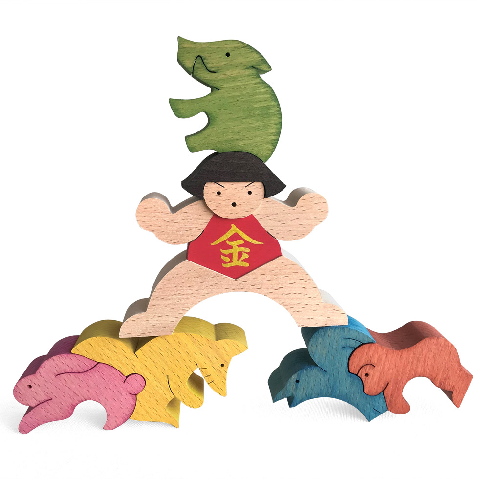 金太郎と森の動物 木のおもちゃ杢・MOKU