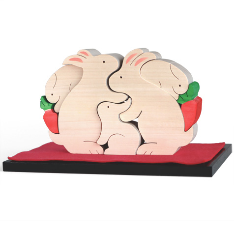 ウサギ（卯）の組み木 木のおもちゃ杢・MOKU