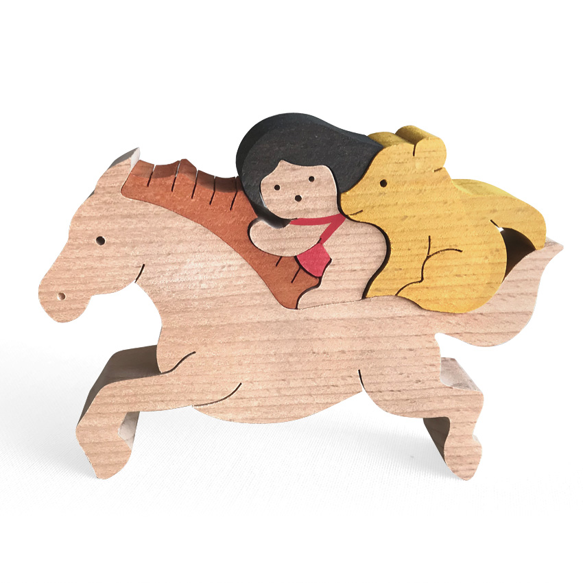 駆ける馬と金太郎 木のおもちゃ杢・MOKU