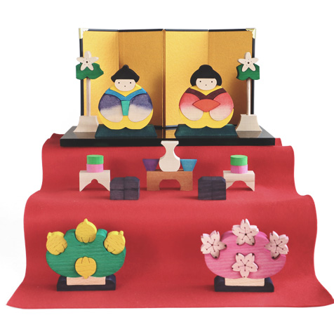 ひな祭り　飾りセット　組み木 おひな様二段飾りセット 木のおもちゃ杢・MOKU