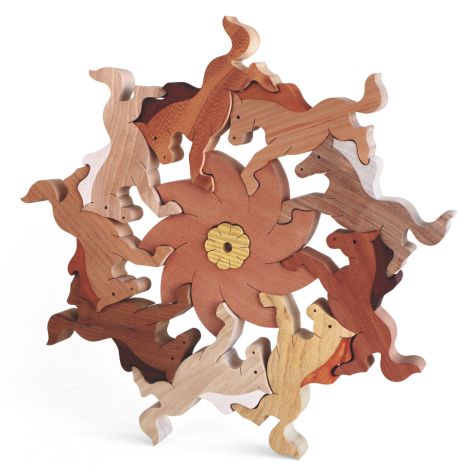 ウマ（午）の組み木 木のおもちゃ杢・MOKU